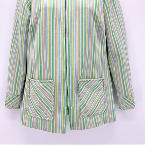 VINTAGE 60s 70s Striped Mod Zip Up Women’s Shirt Jacket Size M - Picture 4 of 8